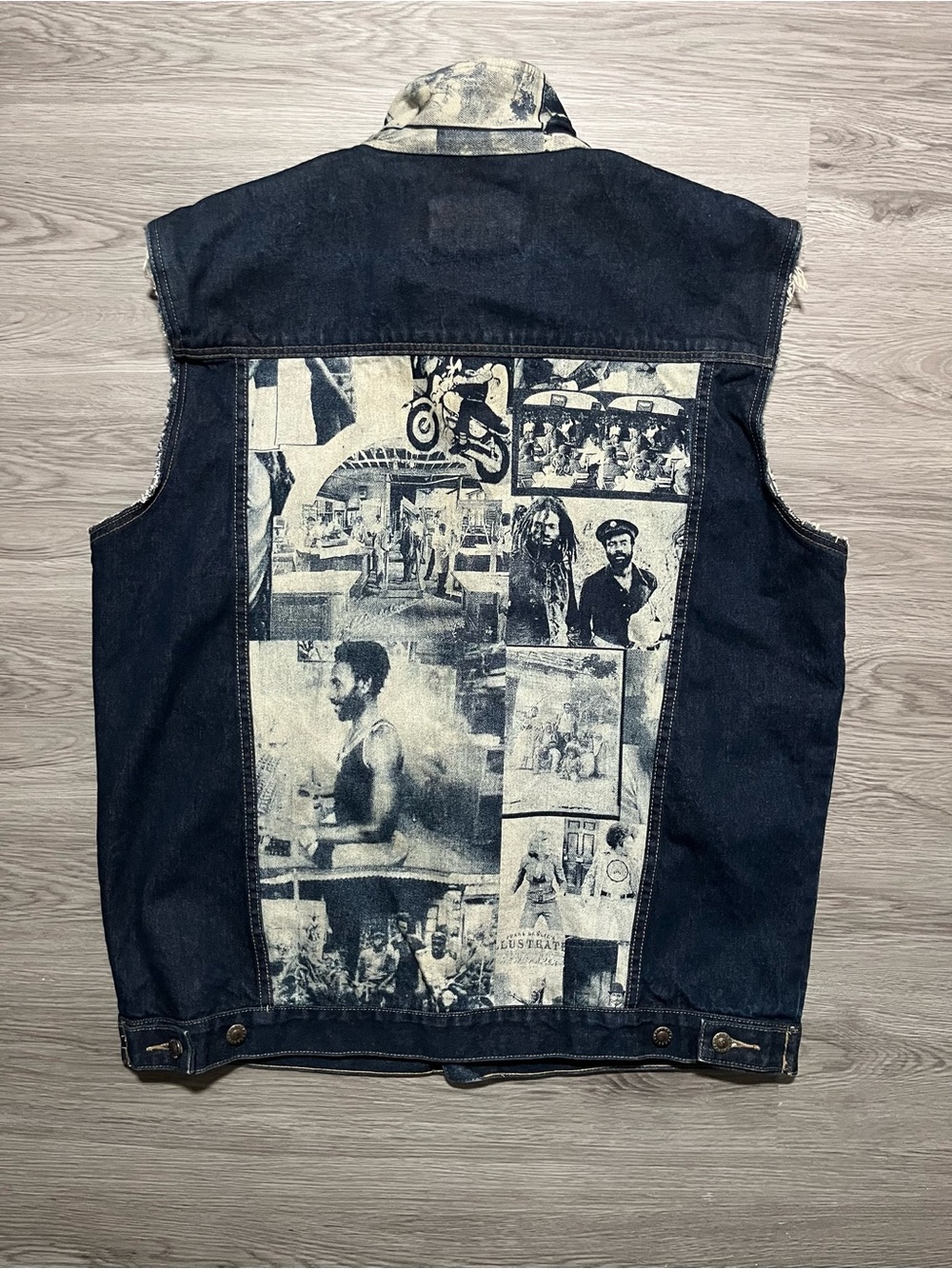 Robert Graham vintage black history graphic button up denim Jean vest RARE XL